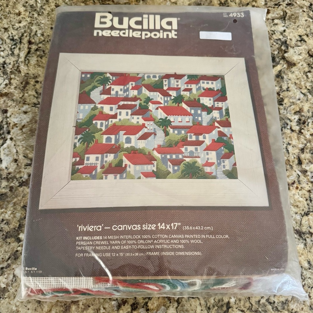 Vtg! Bucilla Needlepoint - Riviera Stitch Kit 14" X 17” #4933 SEALED